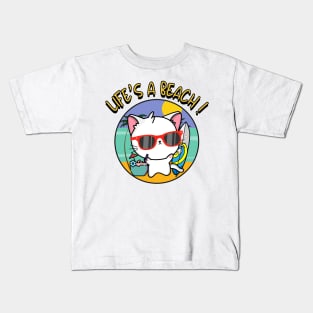 Life's a beach Angora Cat Kids T-Shirt